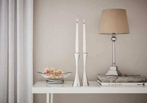 Spiral Candlestick Holders Set of 2 – Polished Metal Taper Candle Holders