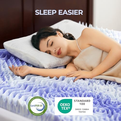 Memory Foam Mattress Topper with Cooling Gel & 7-Zone Support