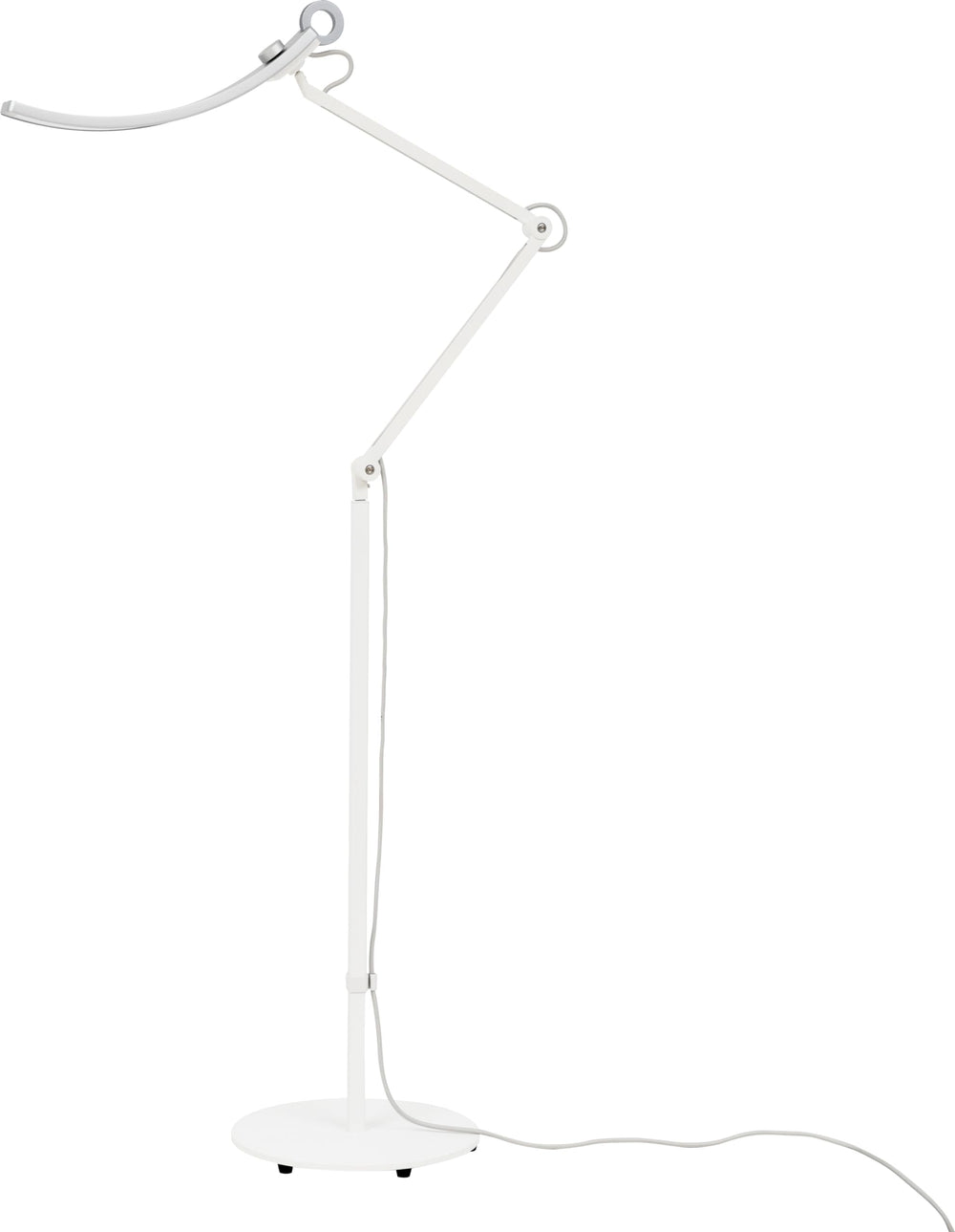 e-Reading Floor Lamp – Dimmable, 13 Color Modes, Adjustable Arm, Matte Silver