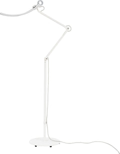 e-Reading Floor Lamp – Dimmable, 13 Color Modes, Adjustable Arm, Matte Silver
