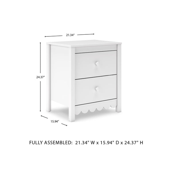 2-Drawer Nightstand with Scallop Design – Matte Finish