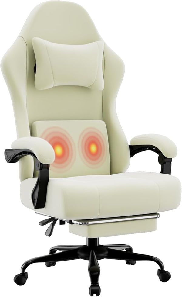 High Back Fabric Gaming Chair with Footrest