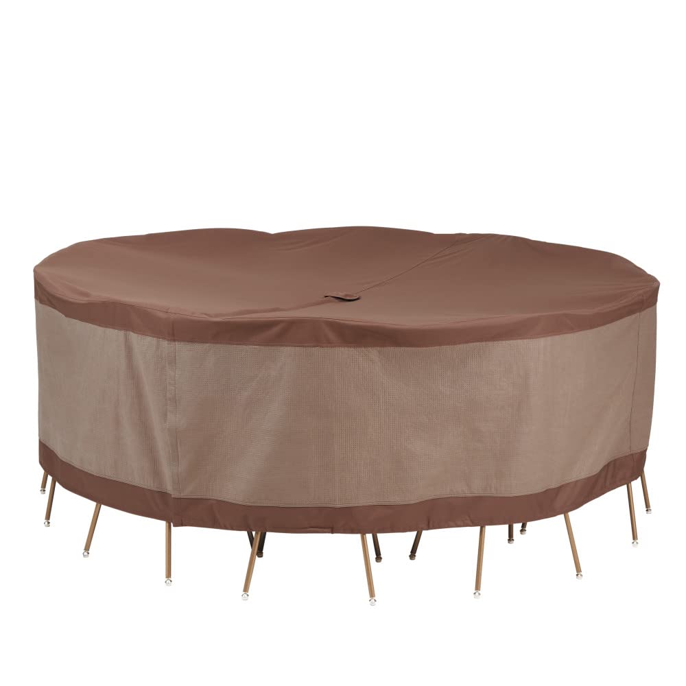 Round Patio Table and Chair Set Cover with Umbrella Hole