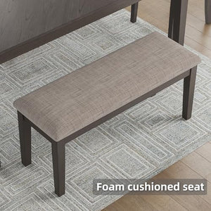 6-Piece Transitional Dining Table Set with Bench and Upholstered Chairs, Seats 6