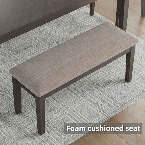 6-Piece Transitional Dining Table Set with Bench and Upholstered Chairs, Seats 6