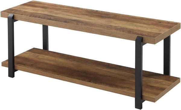 Industrial Entryway Storage Bench with Steel Frame — 47 Inch