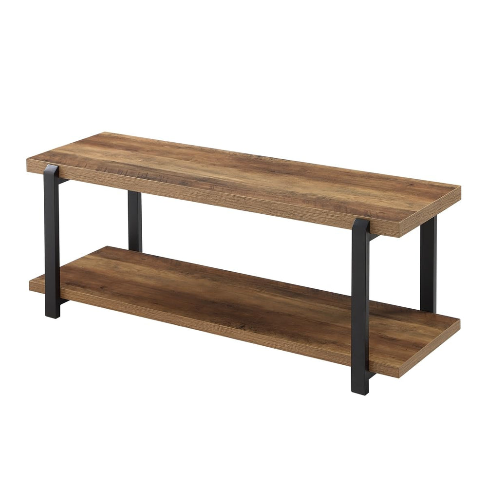 Industrial Entryway Storage Bench with Steel Frame — 47 Inch