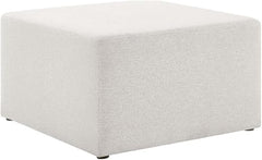 Square Upholstered Ottoman with Velvet Fabric & Wood Legs