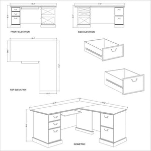L-Shaped Executive Office Desk with Storage