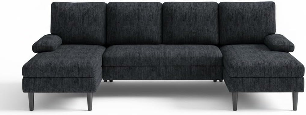 U-Shaped Sectional Sofa with Double Chaise Lounge, 101" Chenille 4-Seat Couch