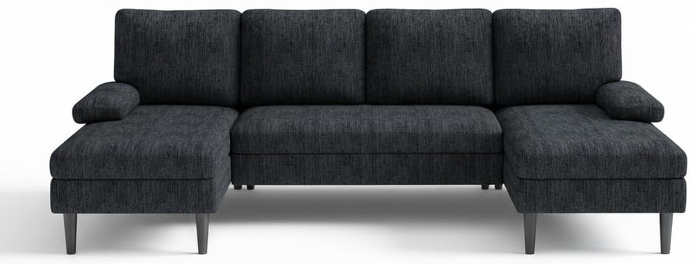 U-Shaped Sectional Sofa with Double Chaise Lounge, 101" Chenille 4-Seat Couch