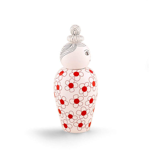 Porcelain Decorative Vase with Removable Lid - Red