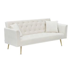 71" Convertible Velvet Sofa Bed Futon with Adjustable Backrest & Chrome Legs