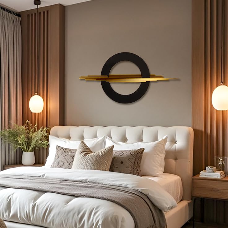 3D Geometric Metal Wall Art Black Gold