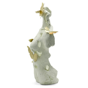 Abstract Female Bust Sculpture with Butterflies