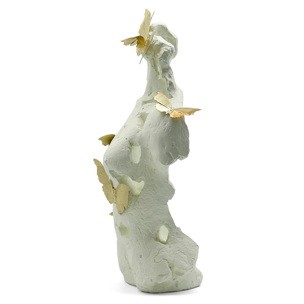 Abstract Female Bust Sculpture with Butterflies
