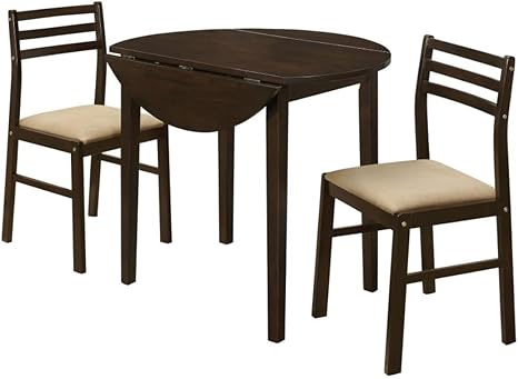 3-Piece Drop Leaf Dining Set with Cushioned Chairs