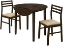 3-Piece Drop Leaf Round Dining Set with 2 Chairs