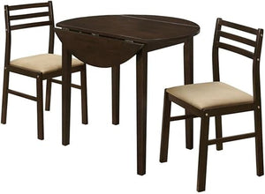 3-Piece Drop Leaf Round Dining Set with 2 Chairs