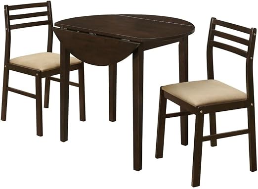3-Piece Drop Leaf Round Dining Set with 2 Chairs