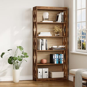 5-Tier Vintage Bookshelf 69.9" Freestanding Bookcase