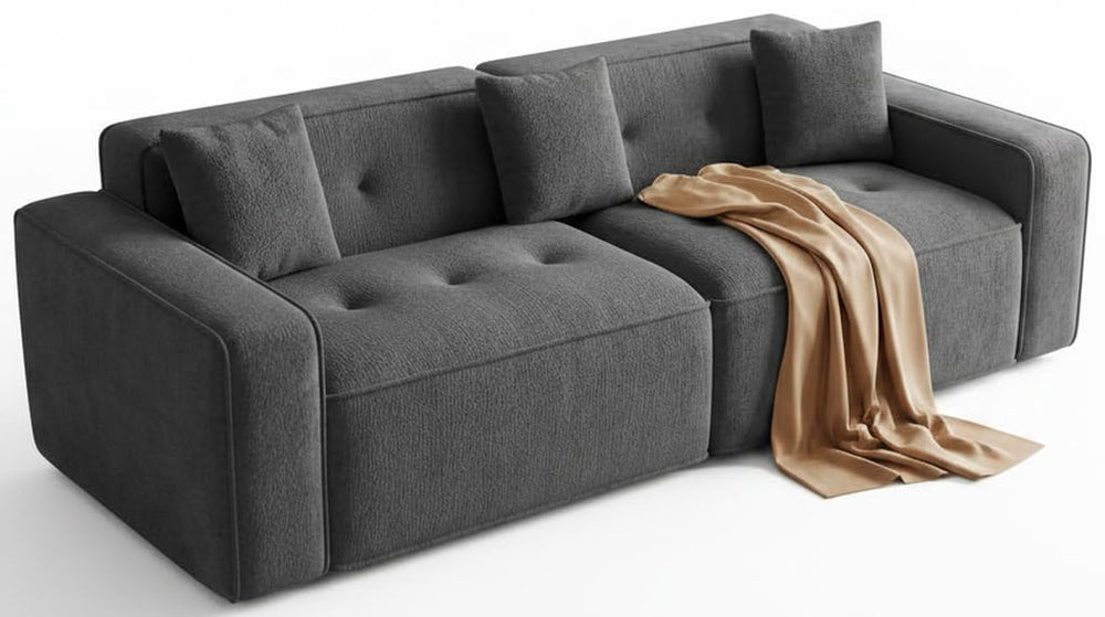 100" Cloud Boneless Loveseat – 2-Seater Chenille Foam Sofa