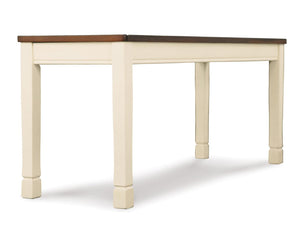Rectangular Dining Bench – White & Brown