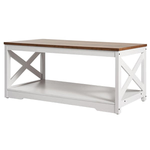 Farmhouse Coffee Table Set with 2 End Tables & Charging Station