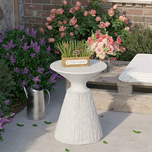 Mushroom Side Table Outdoor MgO Accent Table Round Patio End Table