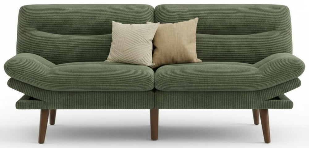 Convertible Futon Sofa Bed with Adjustable Backrest & Armrests
