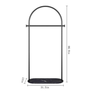 N-Shaped Coat Rack with Marble Base & 2 Hooks