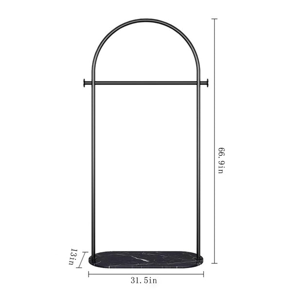 N-Shaped Coat Rack with Marble Base & 2 Hooks