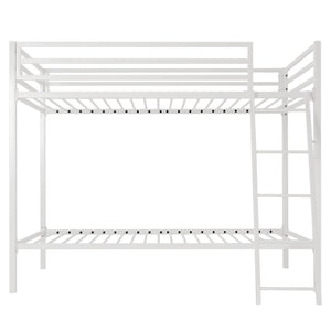 Twin Over Twin Metal Bunk Bed with Ladder & Guardrail