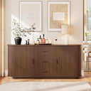63" Fluted Sideboard Buffet Cabinet with 3 Drawers & 2 Doors
