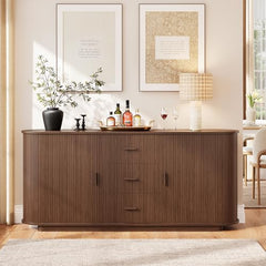 63" Fluted Sideboard Buffet Cabinet with 3 Drawers & 2 Doors