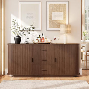 63" Fluted Sideboard Buffet Cabinet with 3 Drawers & 2 Doors