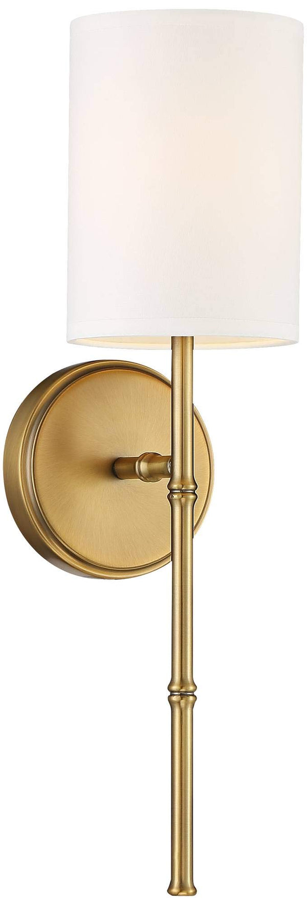Gold Hardwired Wall Sconce with White Fabric Shade