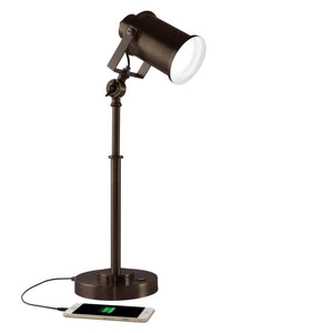LED Desk Lamp with USB Charging Port & Adjustable Height