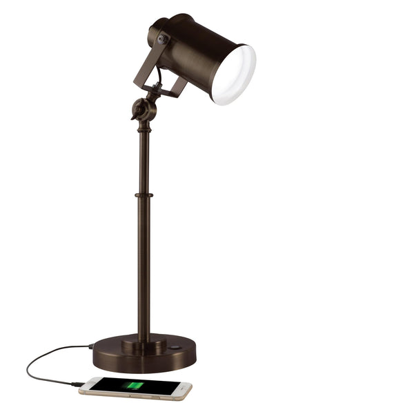 LED Desk Lamp with USB Charging Port & Adjustable Height