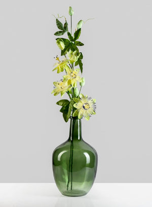 Green Bottleneck Glass Vase Set of 4 – 12" Tall Floor Vase for Long Stem Flowers