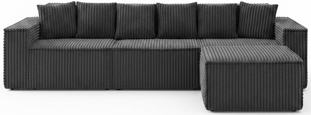 L-Shaped Modular Sectional Sofa – Corduroy, No Assembly