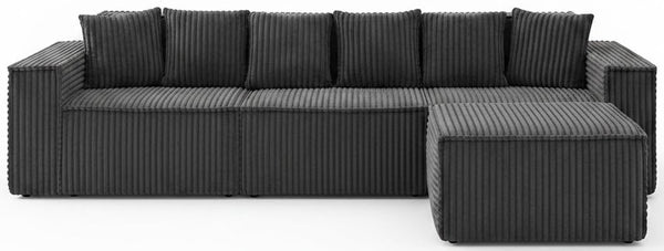 L-Shaped Modular Sectional Sofa – Corduroy, No Assembly