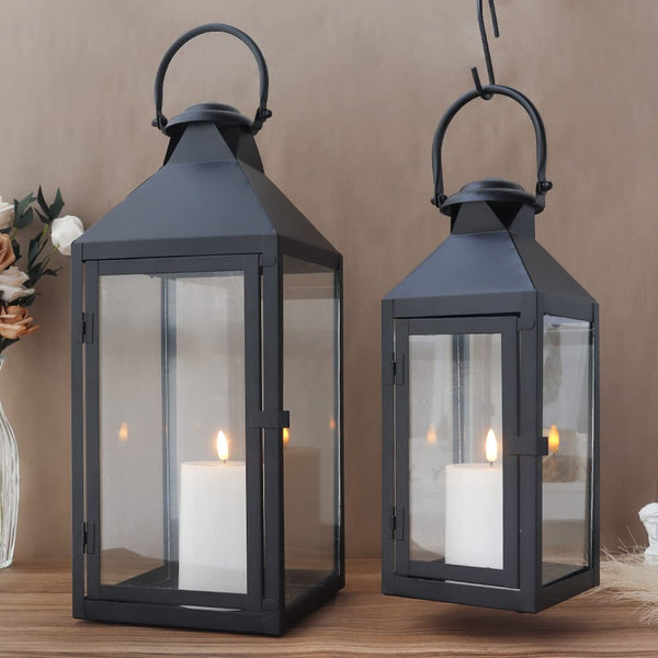 Vintage Metal Candle Lanterns Set of 2 – Indoor & Outdoor Hanging Lanterns