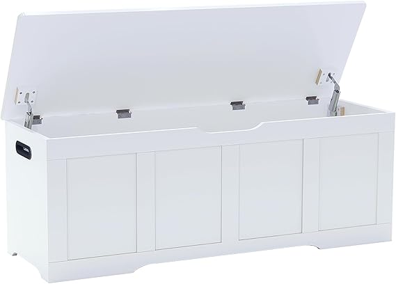 Large Storage Chest with Safety Hinges & Wooden Bench