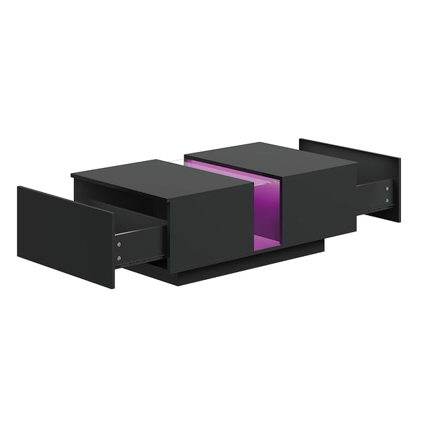 LED Coffee Table with Storage & Sliding Drawers