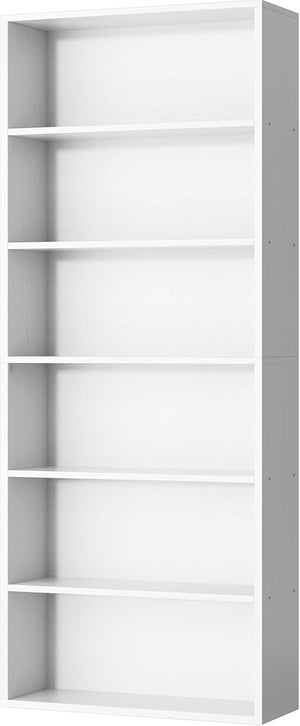 6-Tier Tall Bookcase – Wood Floor Standing Display Shelf