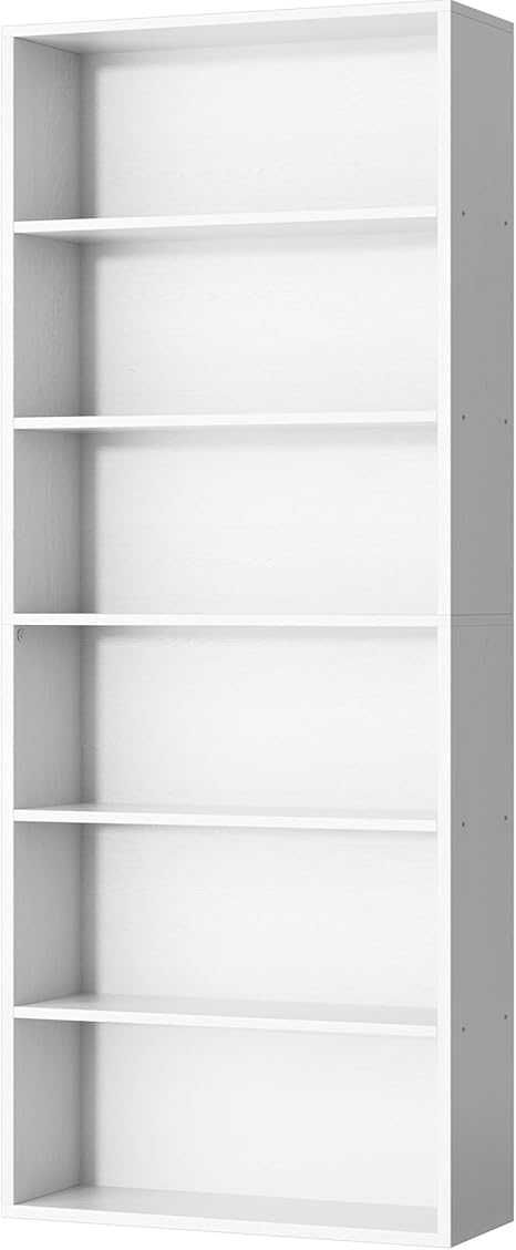 6-Tier Tall Bookcase – Wood Floor Standing Display Shelf