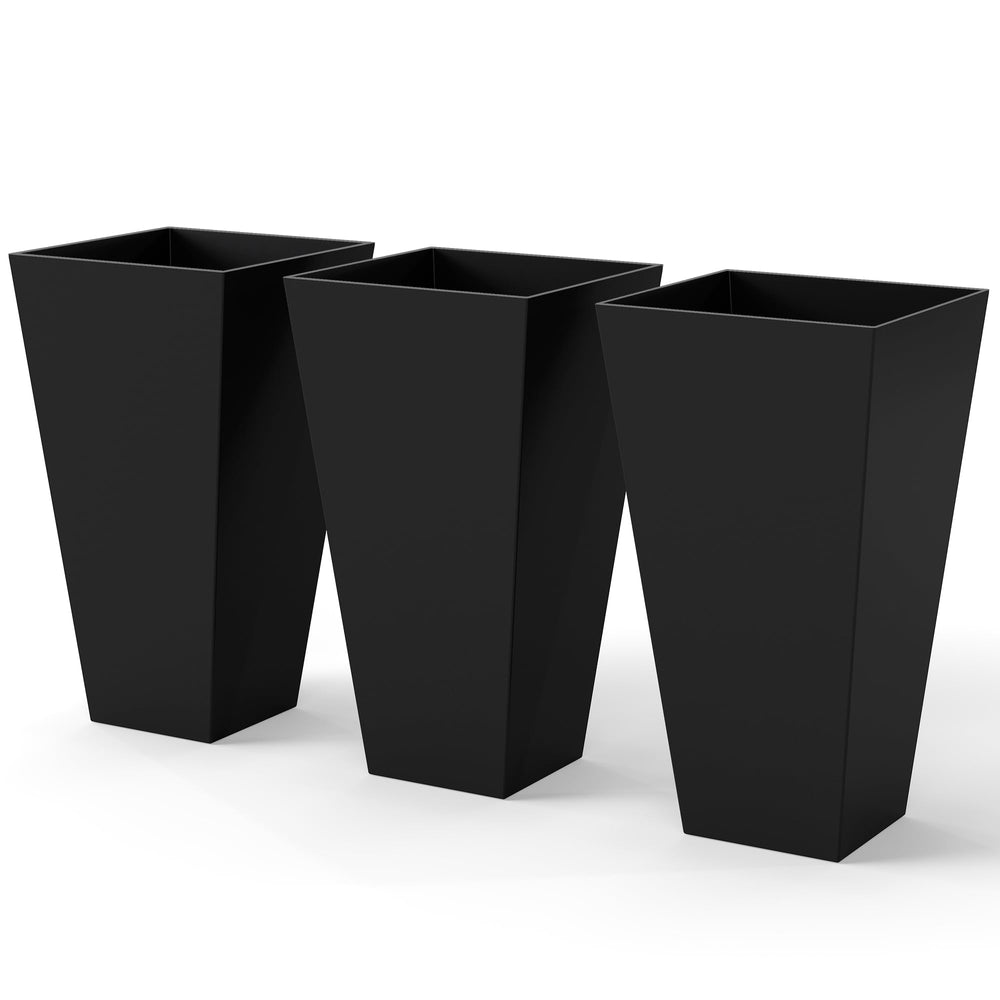 Tall Outdoor Taper Planters Set of 3 with Drainage Holes – 28 Inch