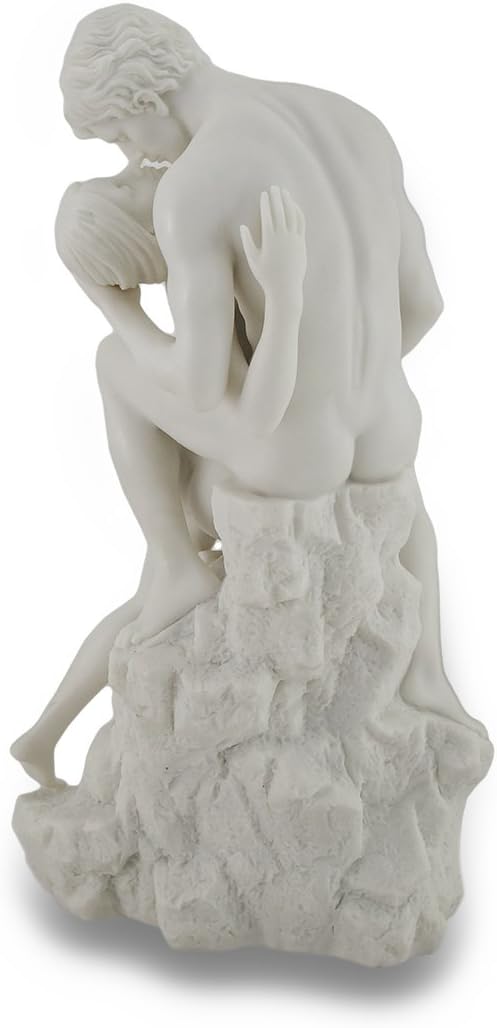 White Marble Lovers Embrace Nude Sculpture