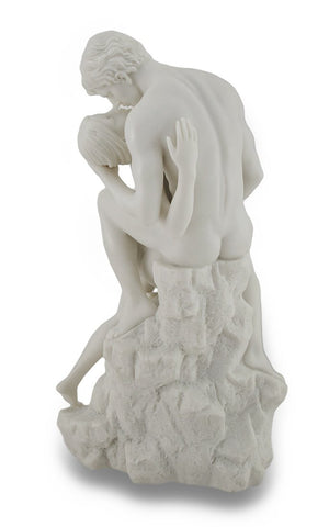 White Marble Lovers Embrace Nude Sculpture